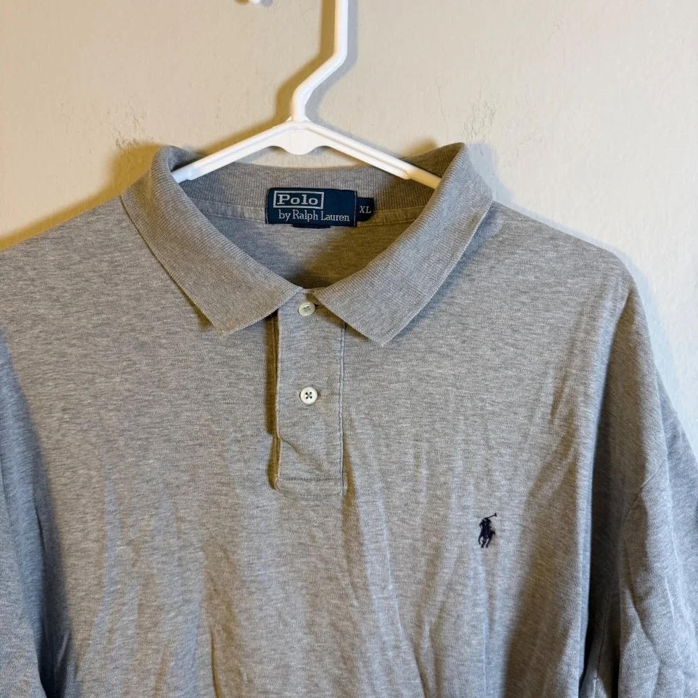 Vintage Polo Ralph Lauren Mens XL Gray Short‎ Sleeve Cotton Polo Shirt Classic